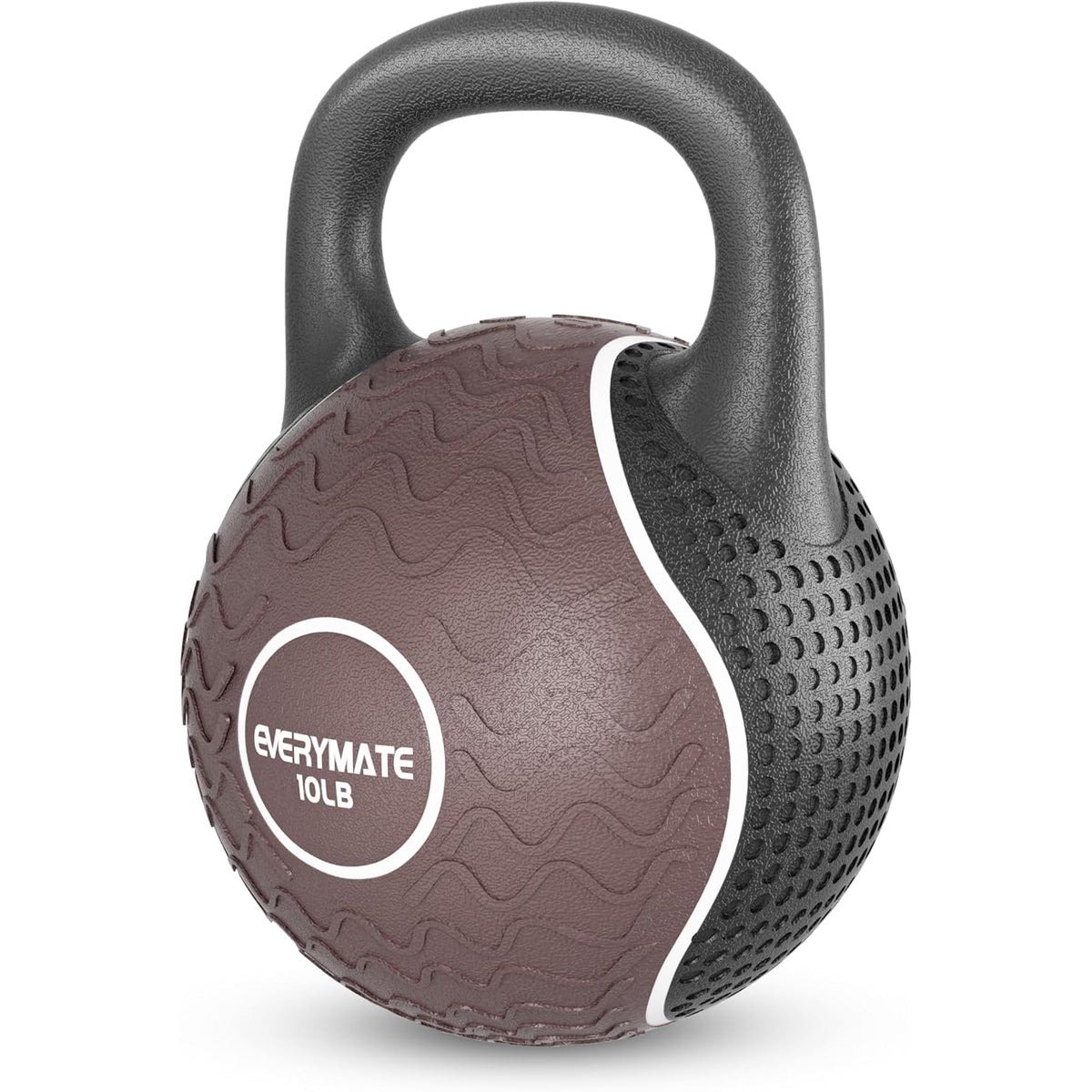 EVERYAMTE Anti Slip Hand Kettlebell Weights for Home Workout Kettlebells Massage Kettlebell, 10LB Rubber Kettlebell