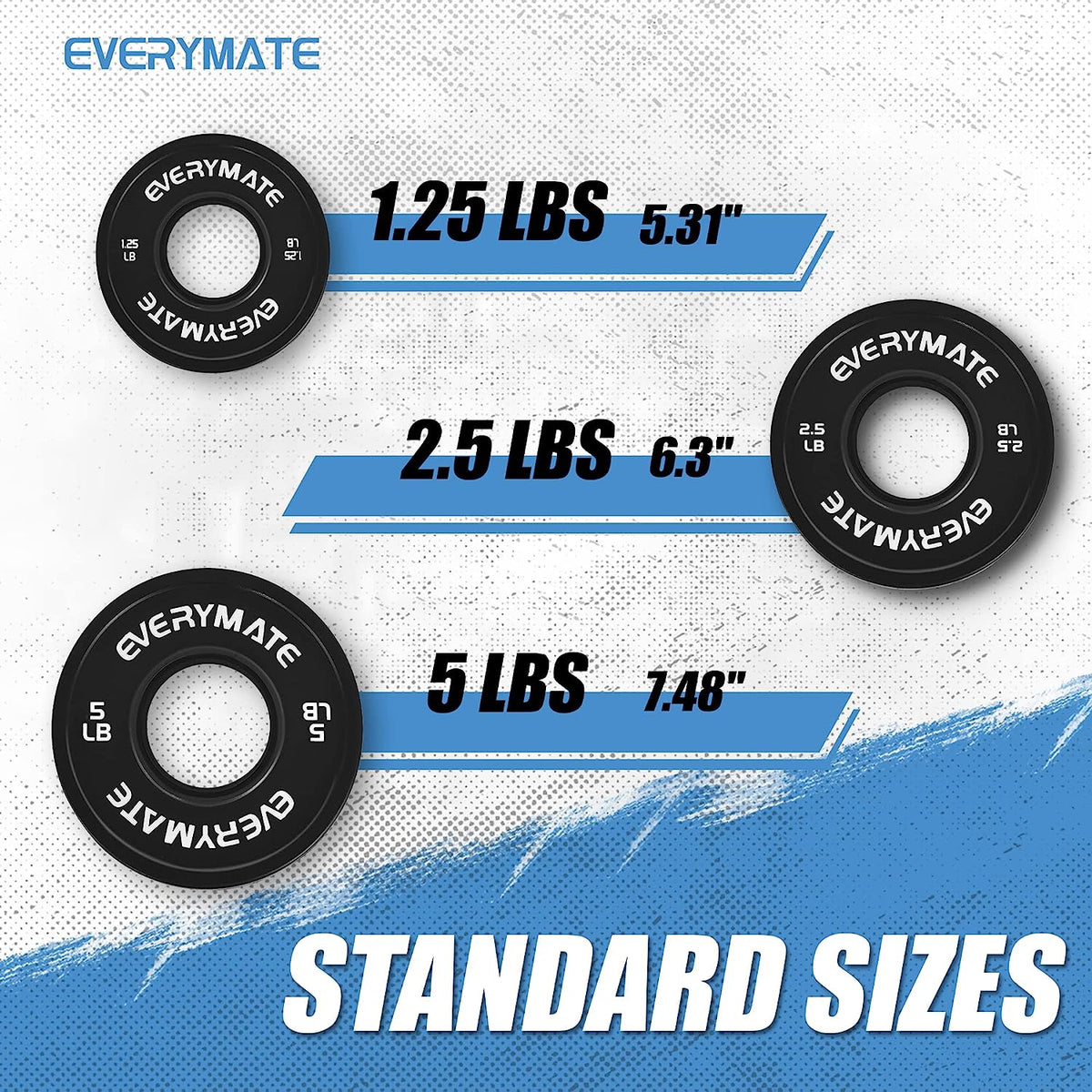 EVERYMATE Black Change Weight Plates 2.5LB Set Fractional Plate Olympic Bumper Plates for Cross Training Bumper Weight Plates Steel Insert Strength Training Weight Plates