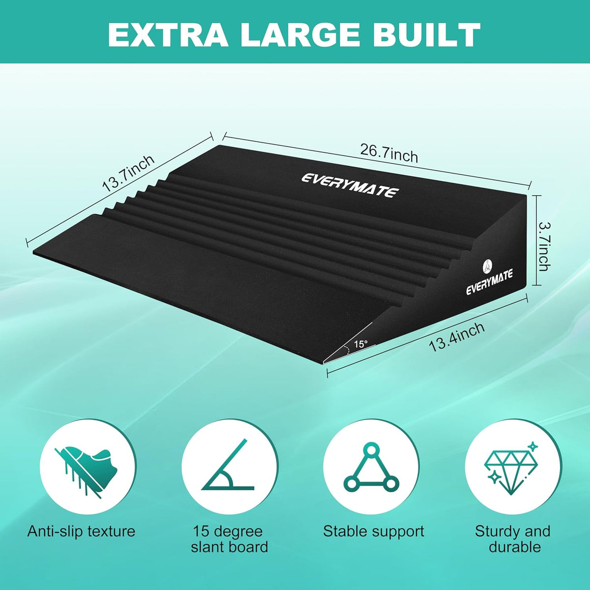 Pro-Grade Squat Wedge - 15° Angle Design for Weightlifting & Physical Therapy