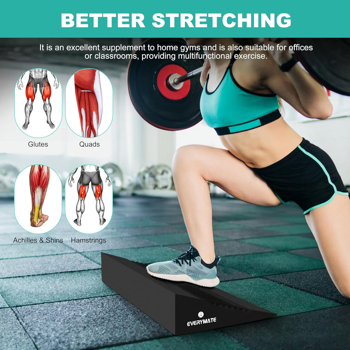 Pro-Grade Squat Wedge - 15° Angle Design for Weightlifting & Physical Therapy
