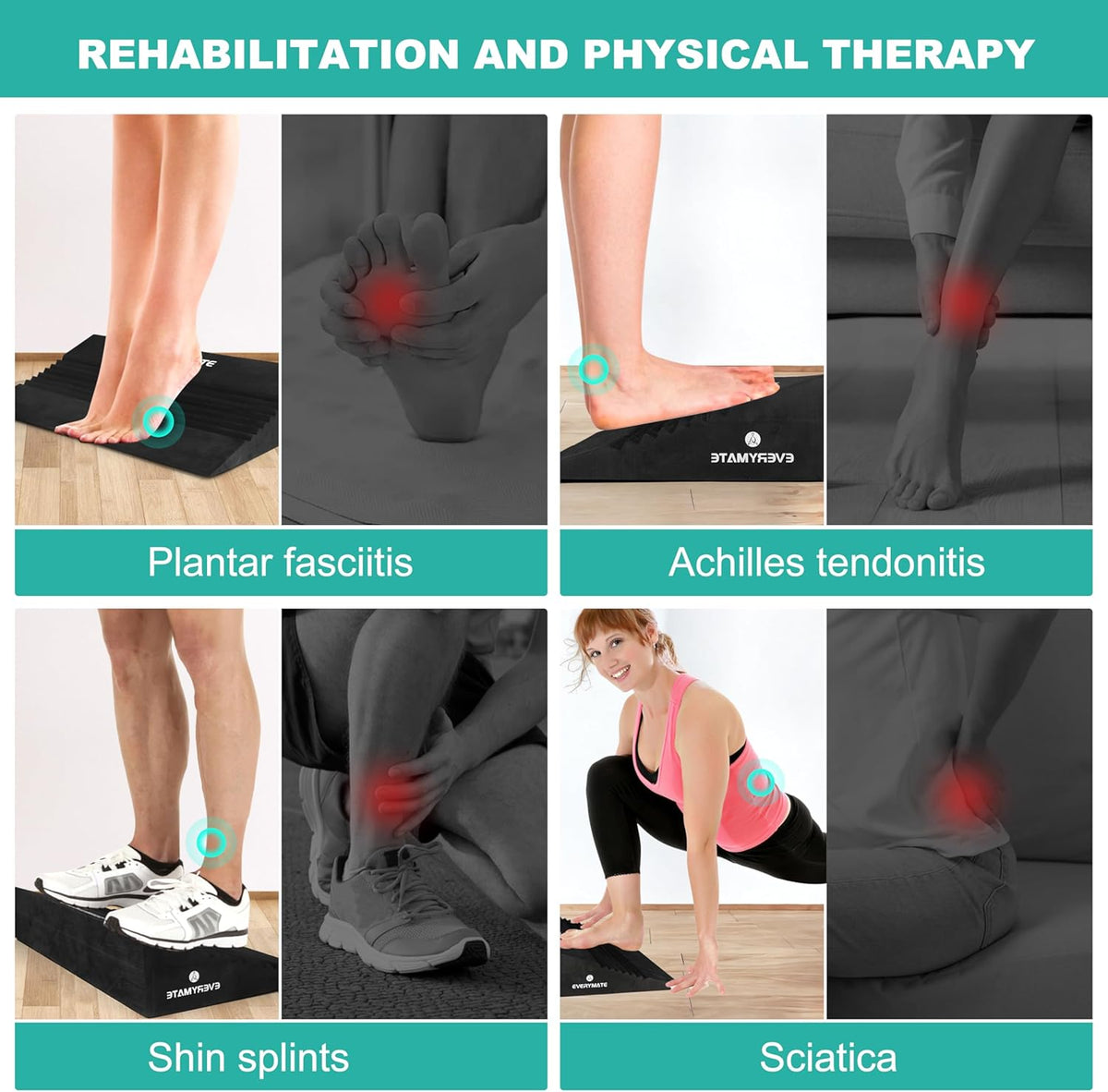 Squat Wedge Block - Heel Elevated Slant Board for Knees Over Toes Training & Calf Stretching (Non-Slip, Home/Commercial Gym)